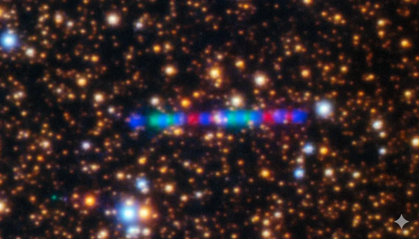 AI-generated illustration of comet-like interstellar visitor 3I/ATLAS with a glowing tail